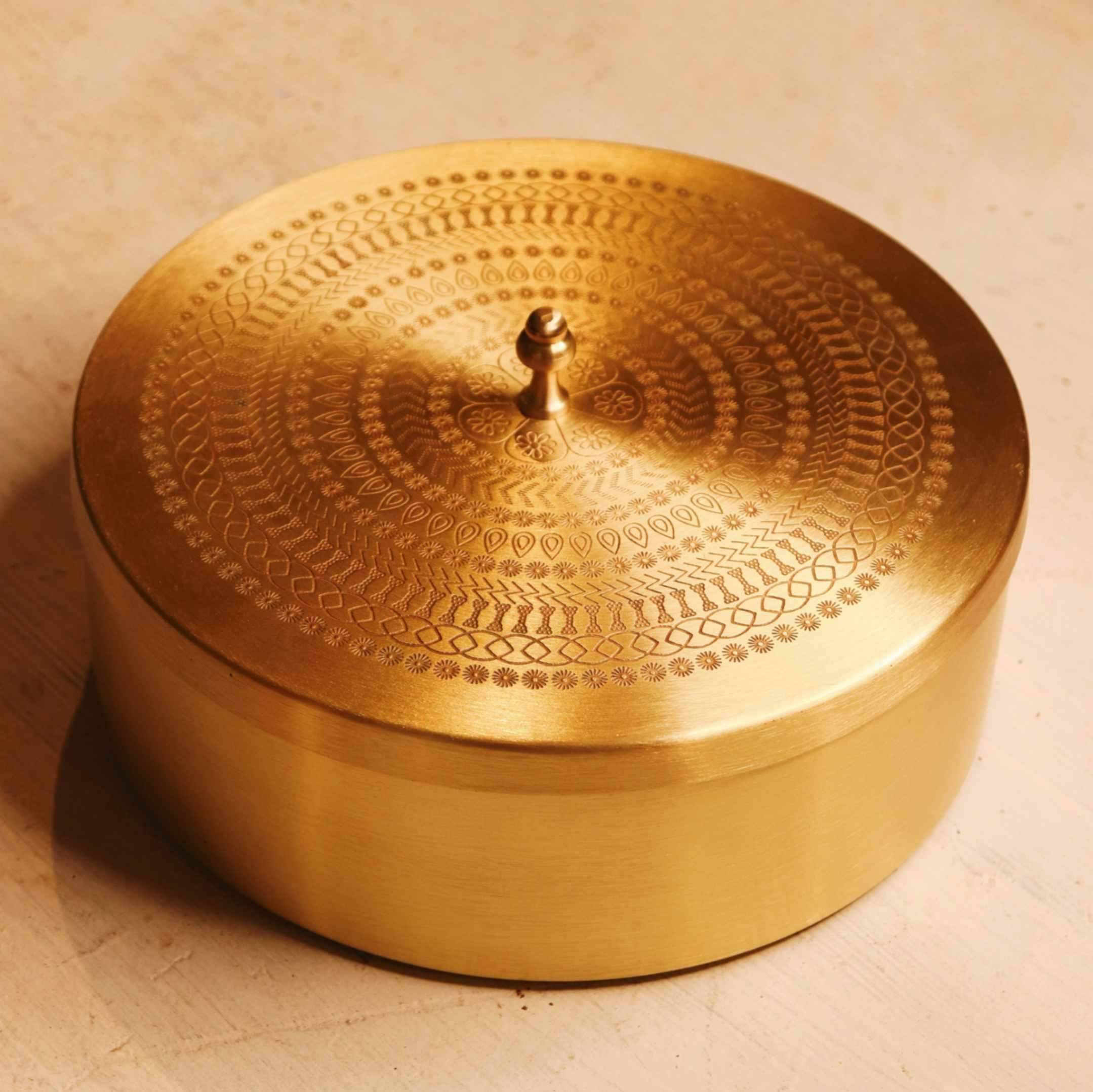 Brass Roti Chapati Box-1-Zishta Traditional Storage