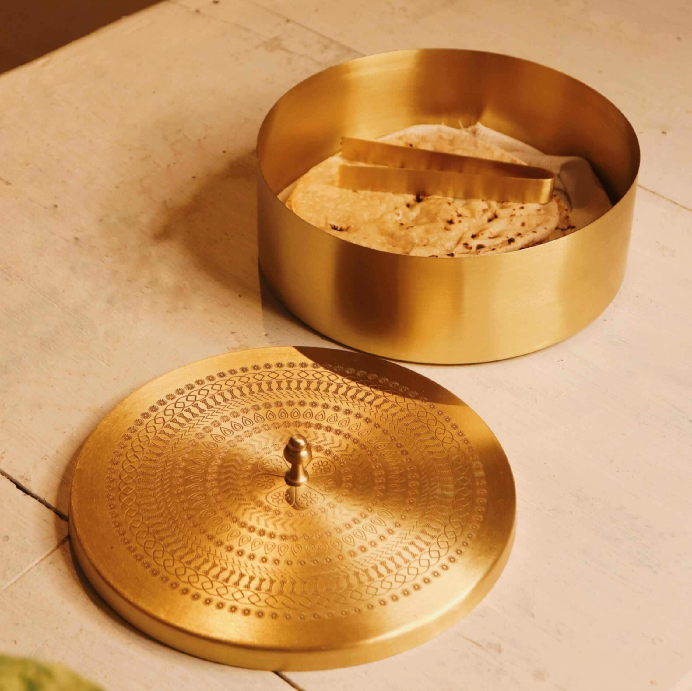 Brass Roti Chapati Box-2-Zishta Traditional Storage