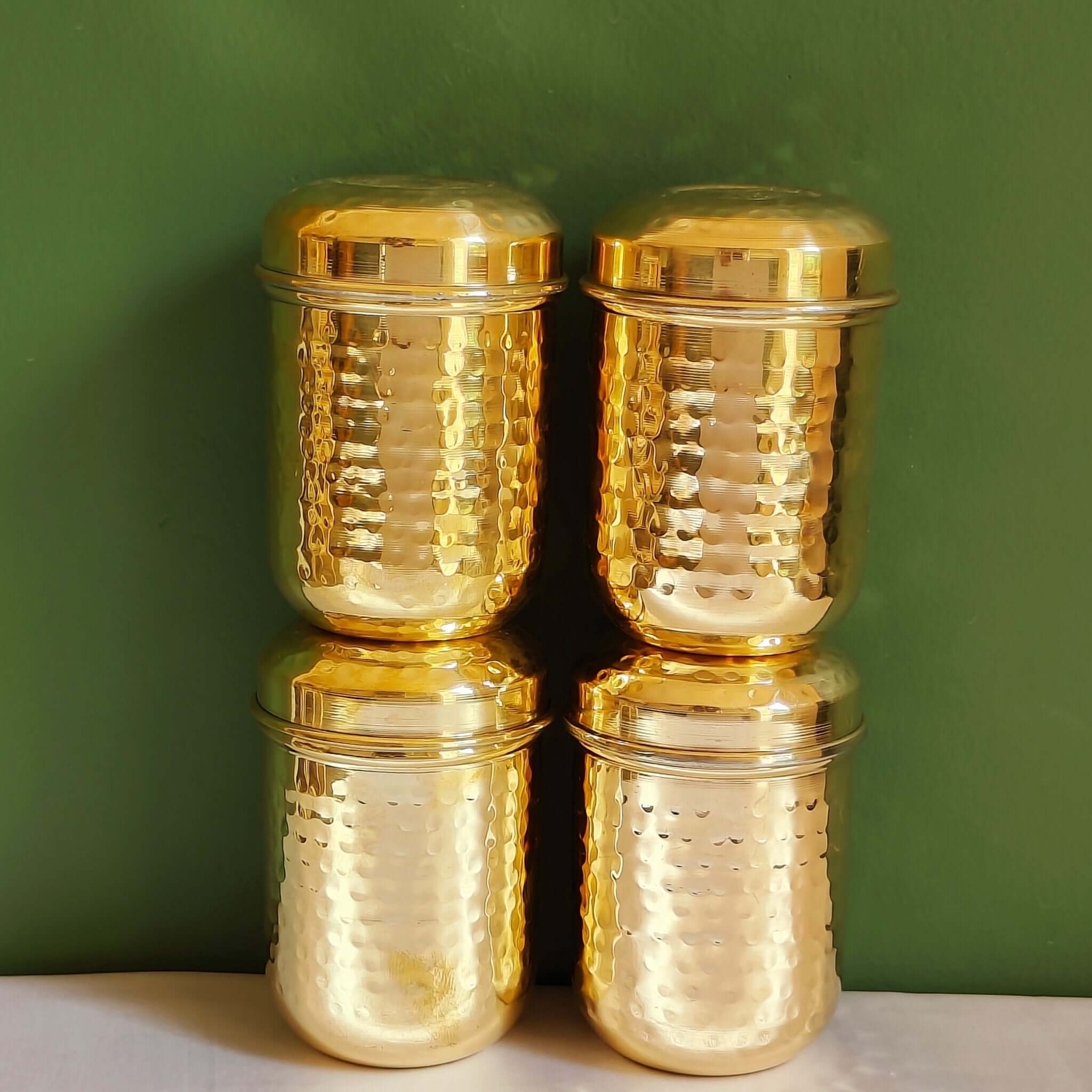 Brass Storage Canister Hammered - Medium Zishta