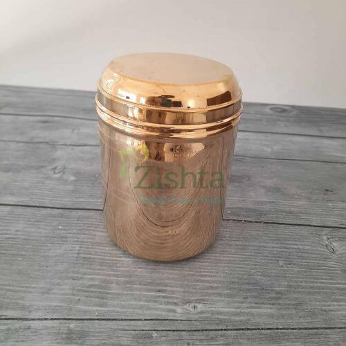 Brass Storage Container Curved Lid-Zishta Traditional Cookware