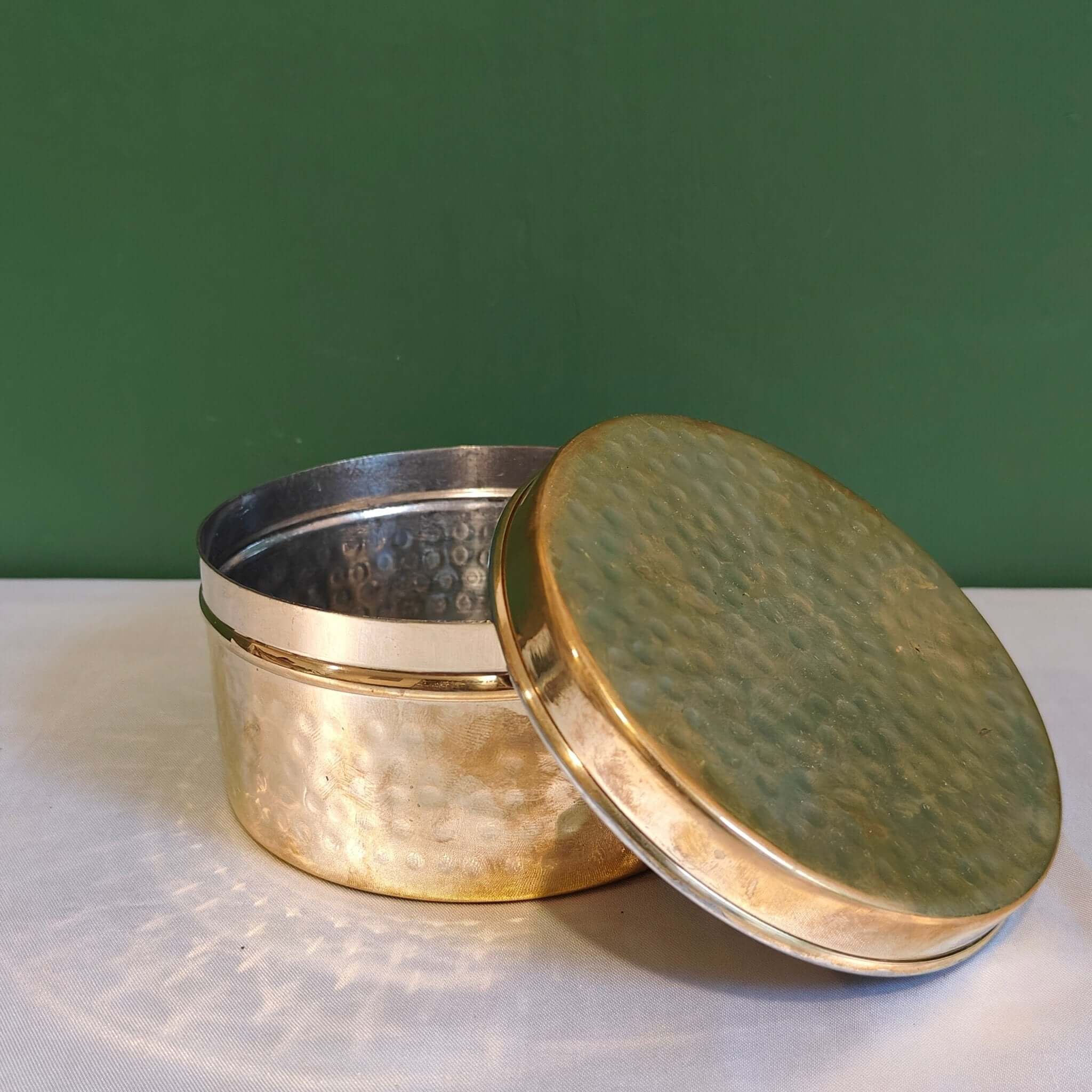 Brass Storage Dabba Hammered Container Zishta