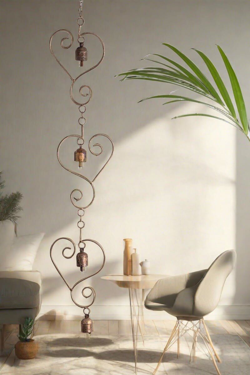 Zishta Copper Coated Iron Chimes-Heart