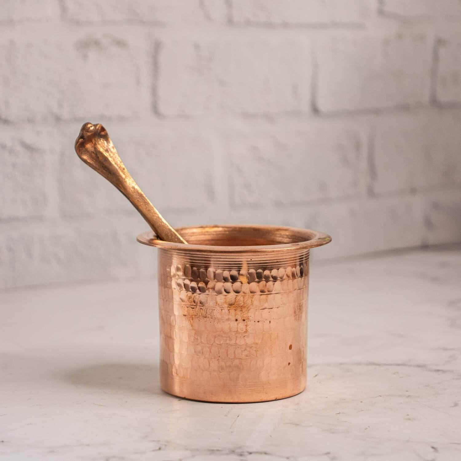 Copper Panchapatra With Spoon-1-Zishta Traditional Home Decor