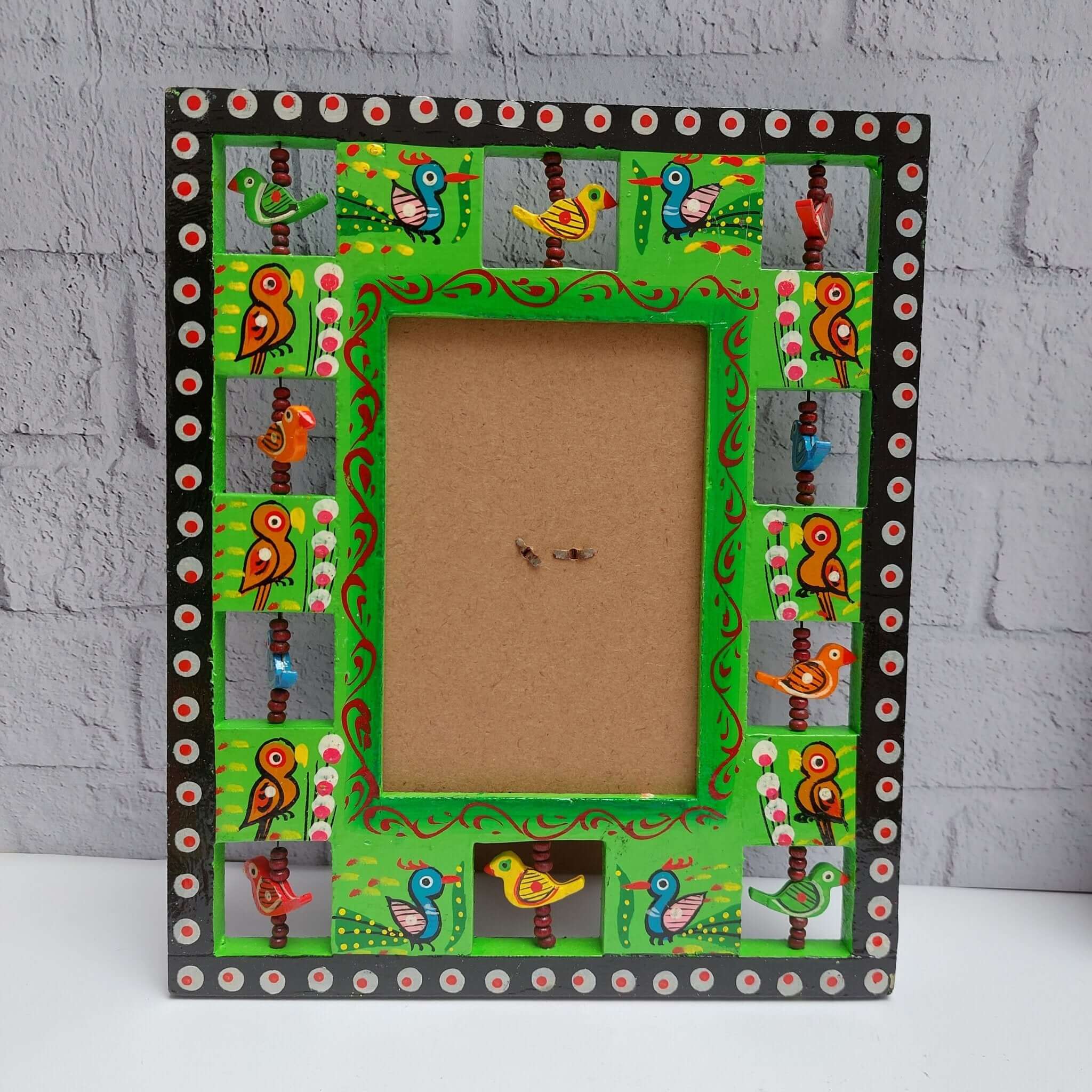 Varanasi Handcrafted Chirpy Photo Frame Green 1-Zishta Traditional Home Décor Toys