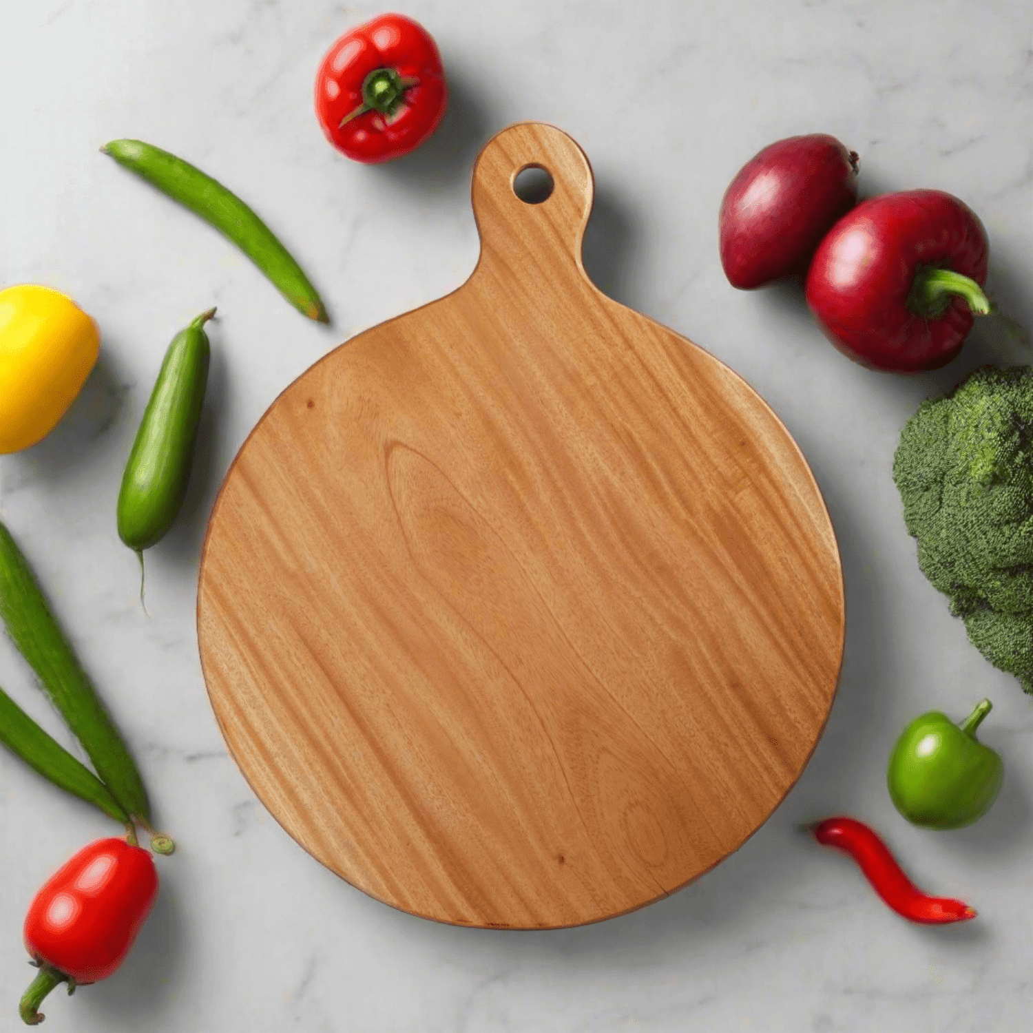 Neem Wood Chopping Board Compact Round Zishta