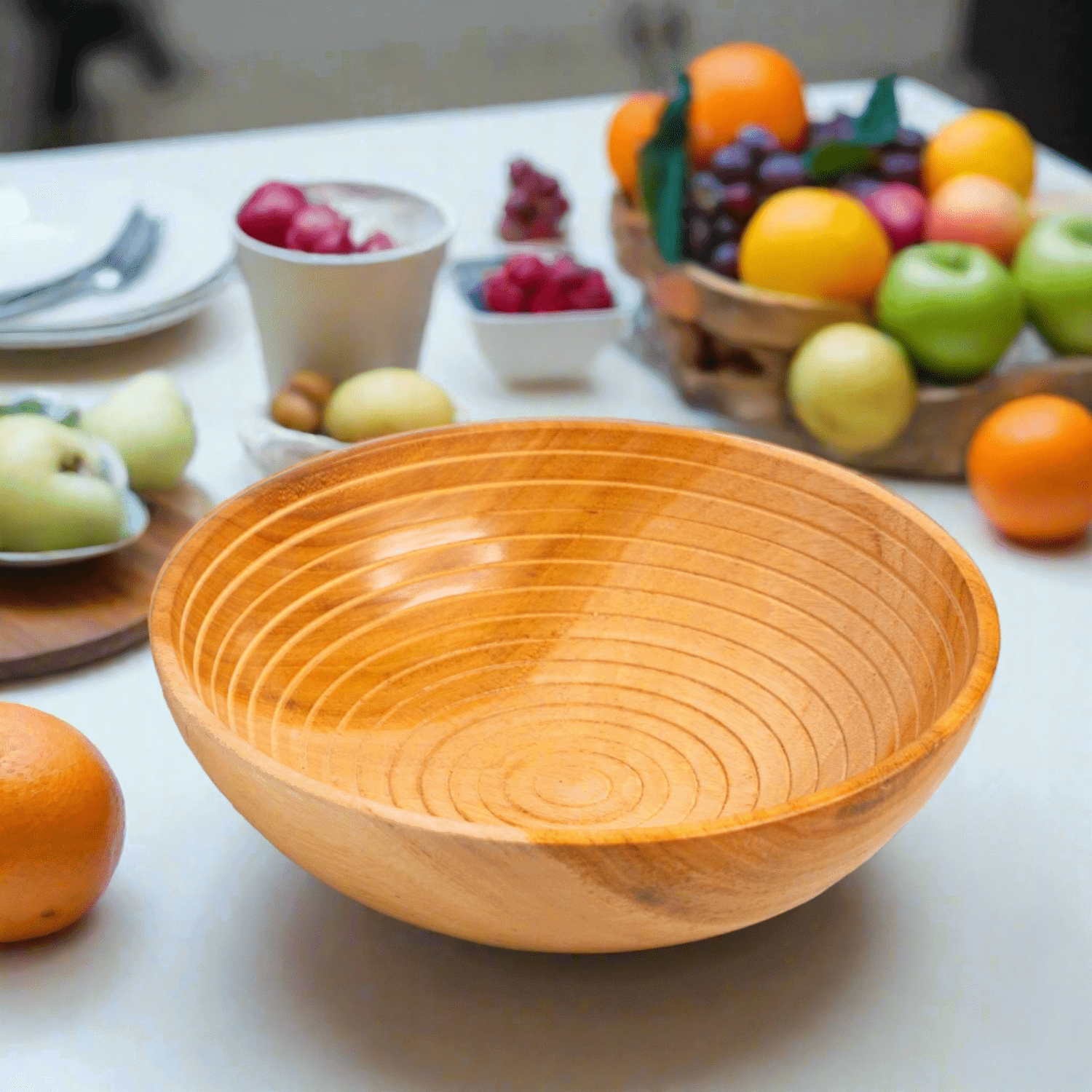 Neem Wood Design Fruit Bowl Zishta