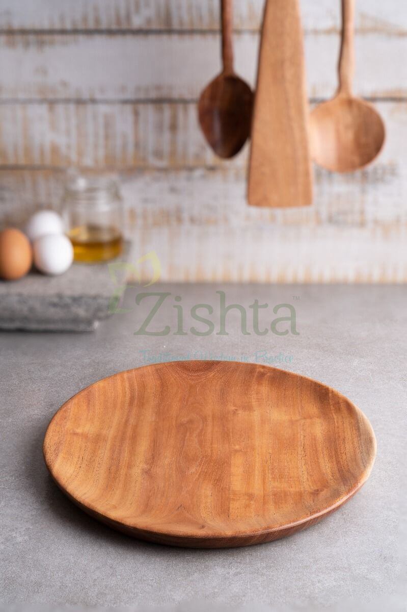 Neem Wood Dinner Plate 1-Zishta Traditional Cookware