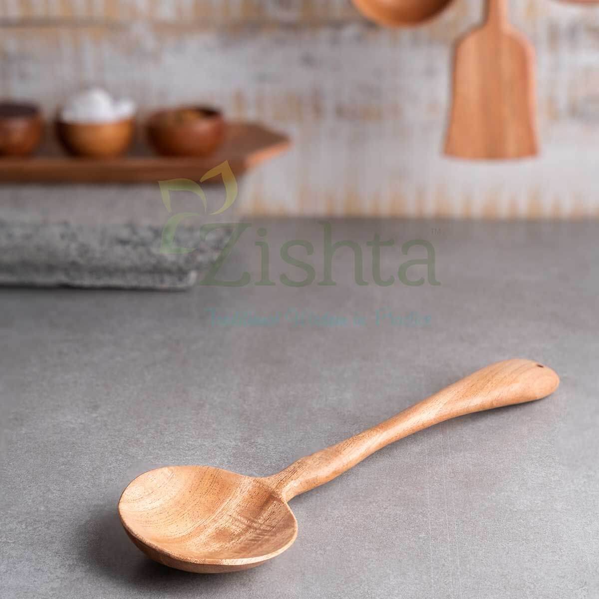 Neem Wood Curry Ladle-Zishta Traditional Cookware