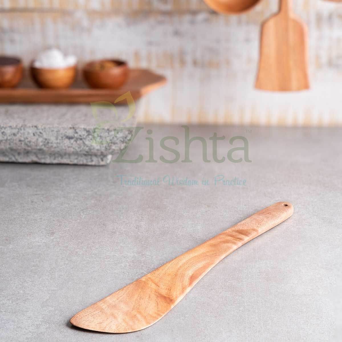 Neem Wood Fry Ladle-Zishta Traditional Cookware