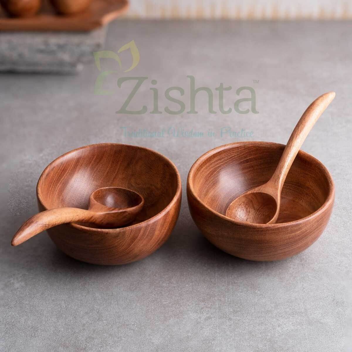 Neem Wood Soup Bowl-Zishta Traditional Cookware