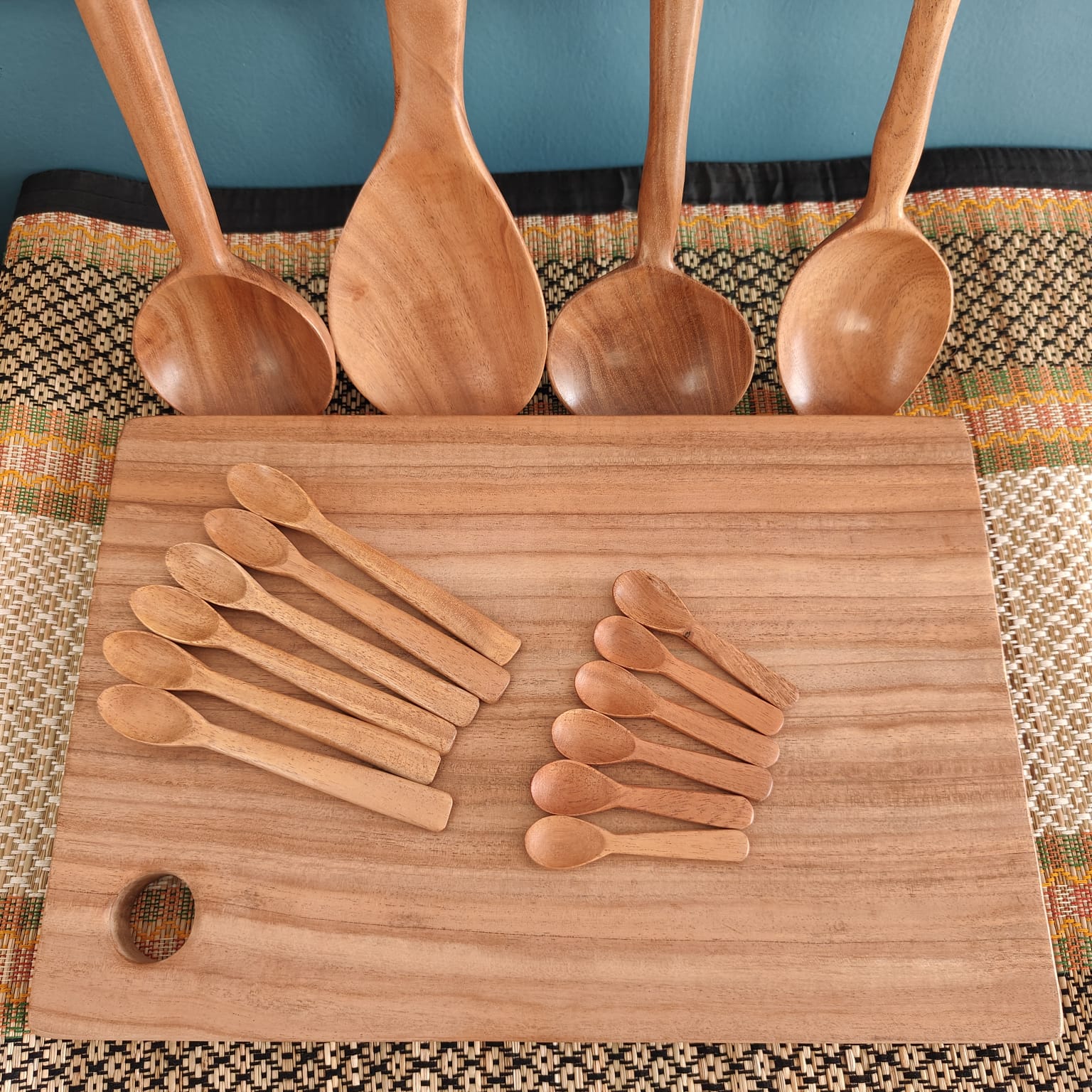 Neem Wood Kitchen Set (Chopping Board, Ladles, Spice & Masala Spoons)