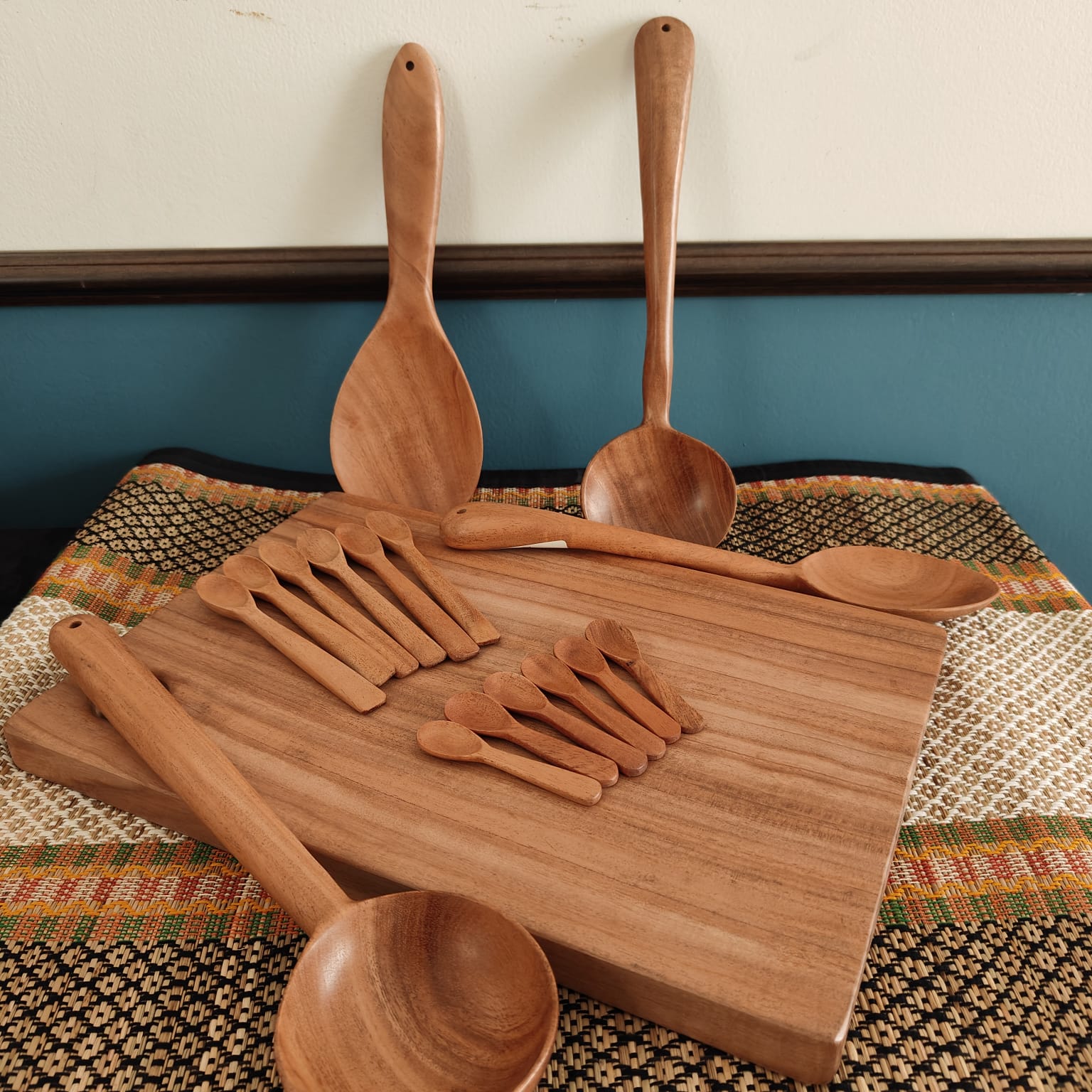 Neem Wood Kitchen Set (Chopping Board, Ladles, Spice & Masala Spoons)