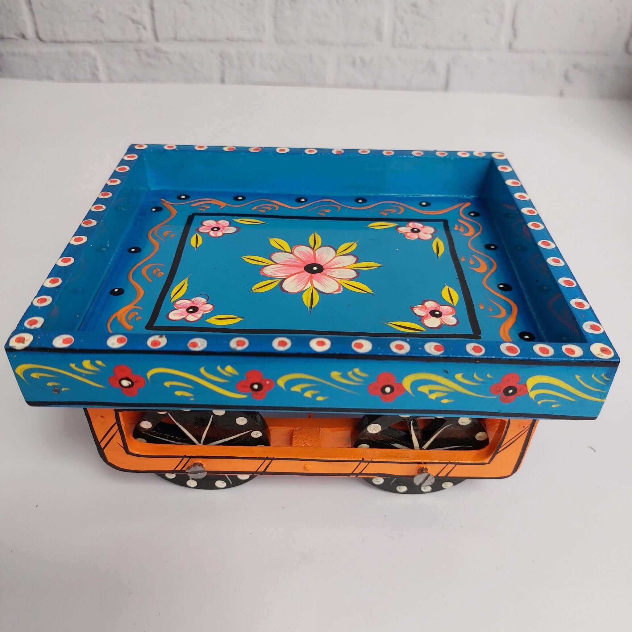 Varanasi Thela Push Cart Blue-Zishta Traditional Home Decor Toys