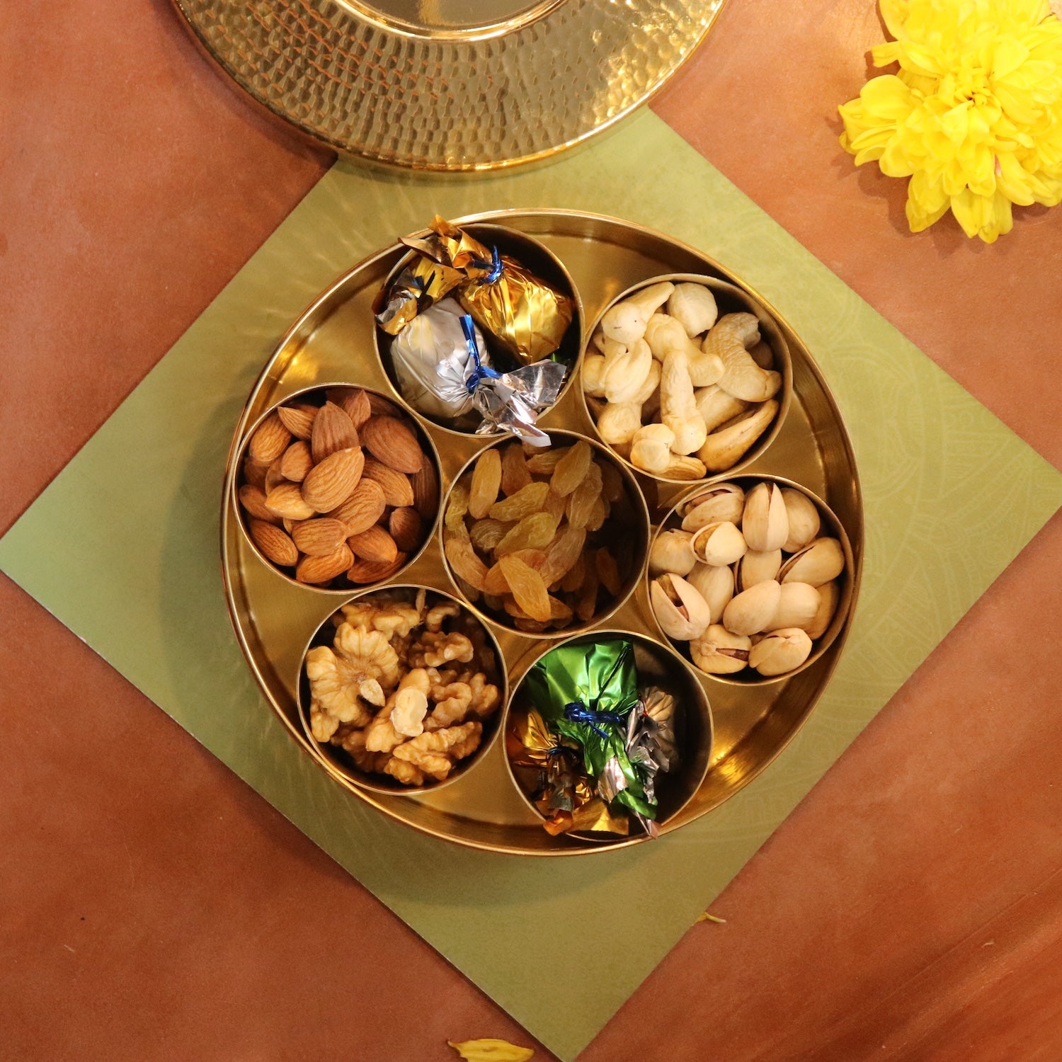 Traditional Brass Spice Box (Masala Dabba- Anjarai petti)