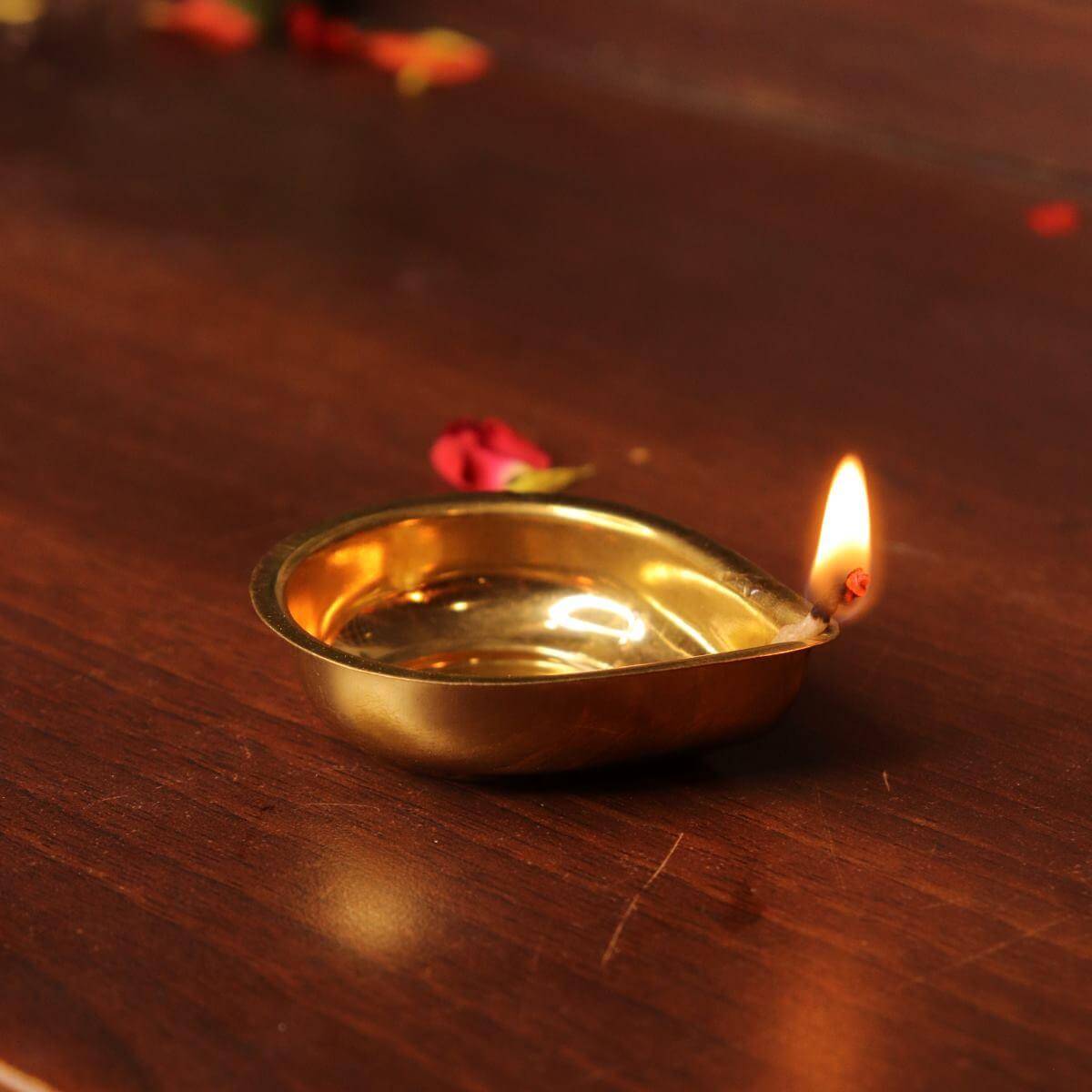 Brass Agal Vilakku Diya Set of 4-3-Zishta Traditional Navratri Diwali Gifts