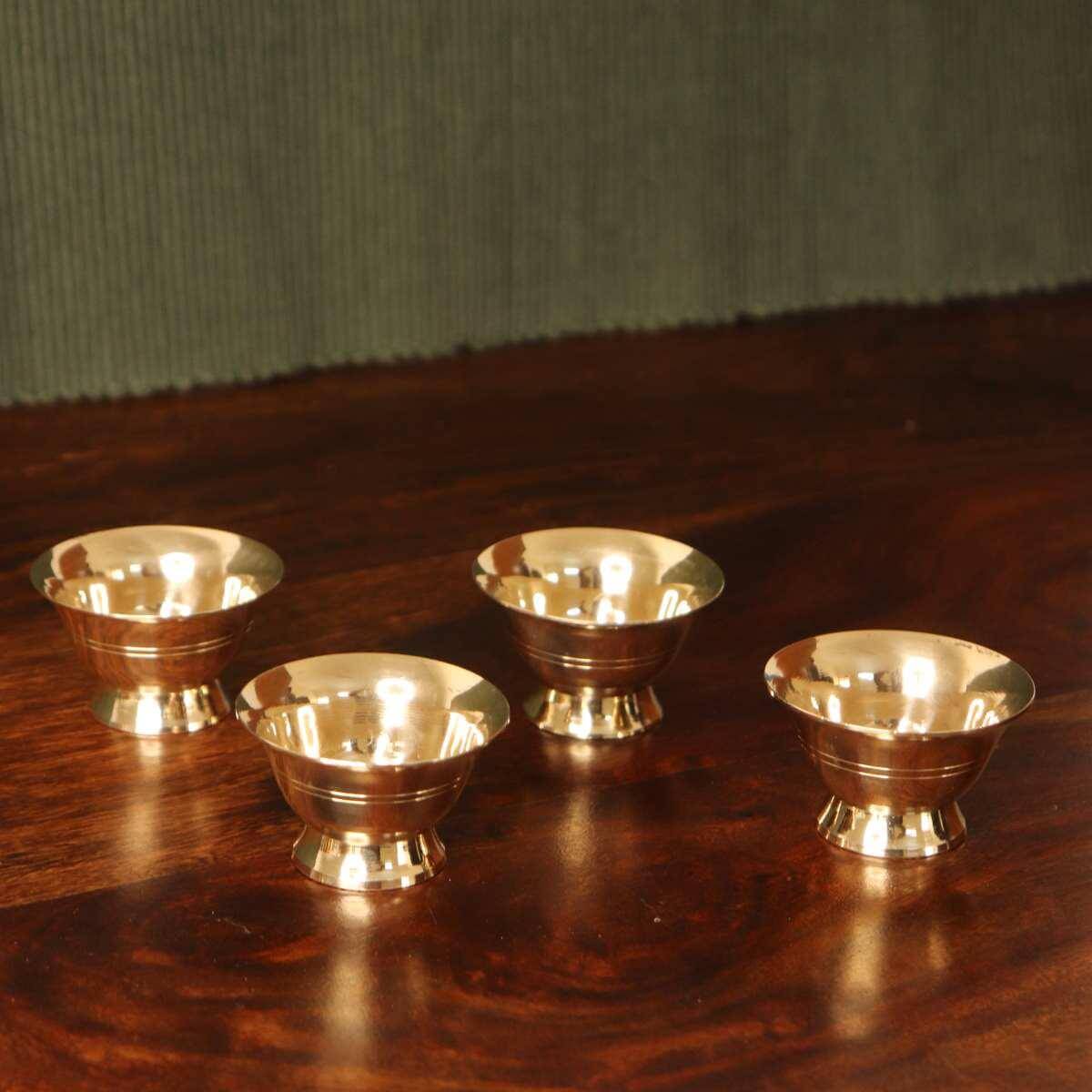 Brass Chandan Bowl Set of 4-2-Zishta Traditional Navratri Diwali Gifts