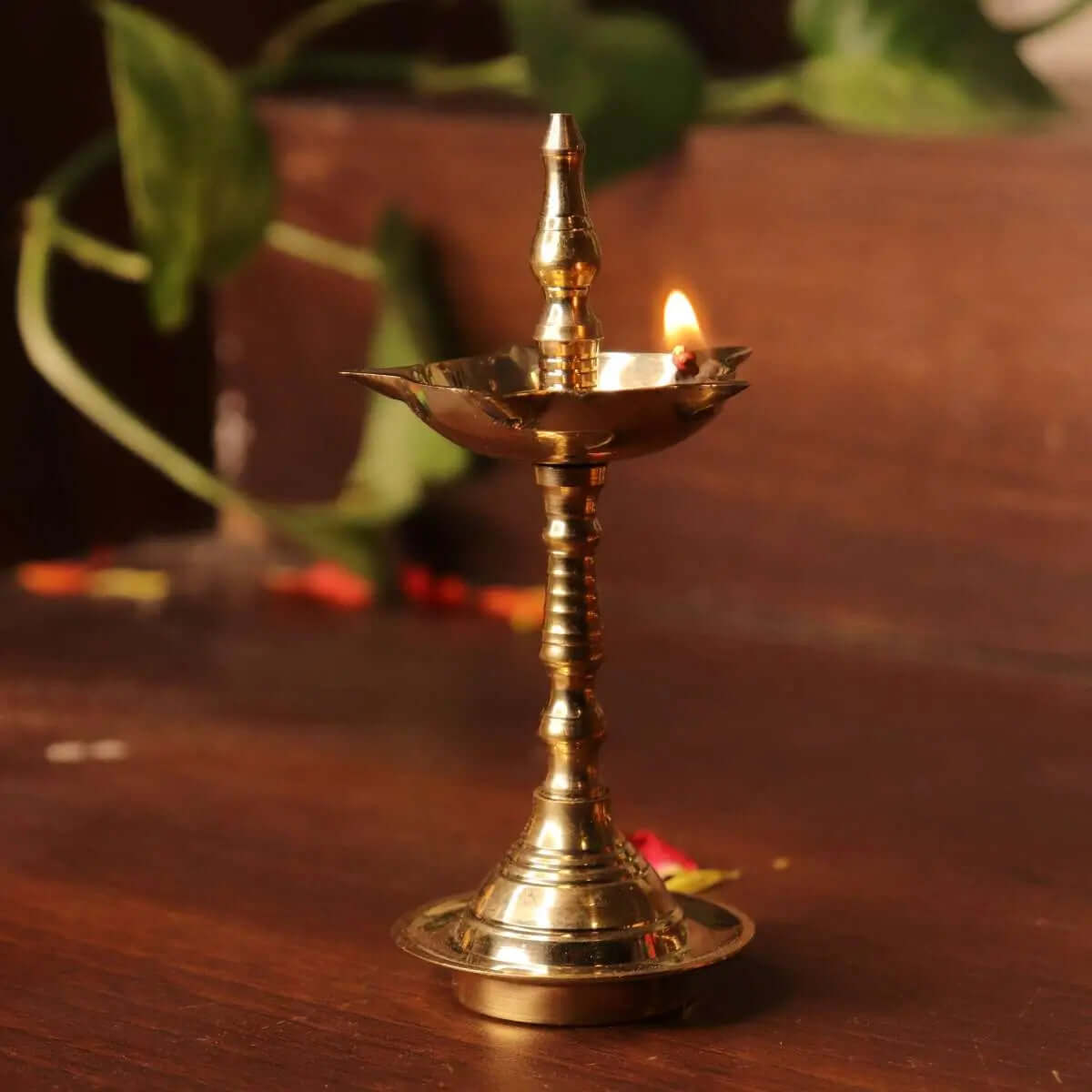 Brass Decor Pooja Lamp-Extra Small-Set of 2-1-Zishta Traditional Navratri Diwali Gifts