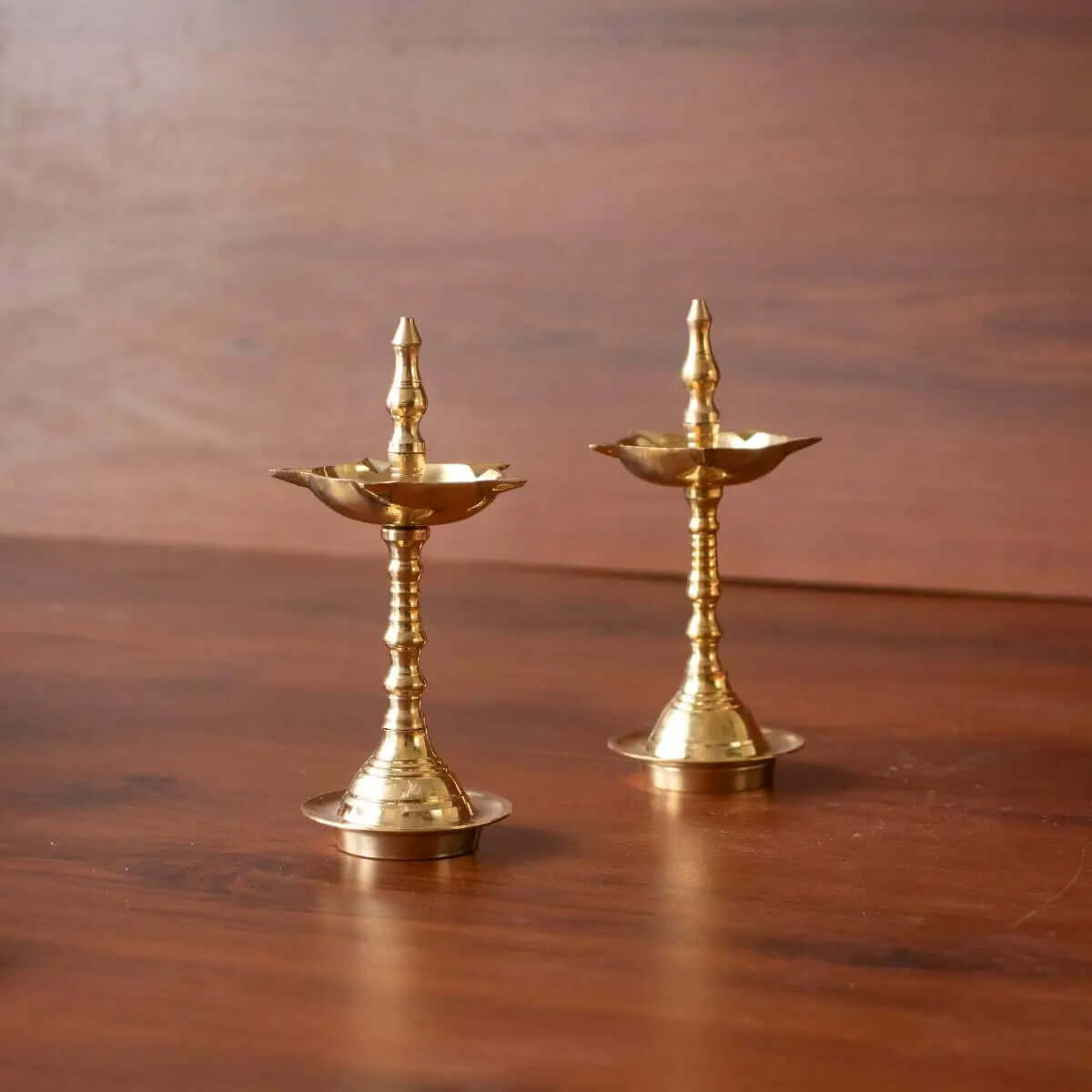 Brass Decor Pooja Lamp-Extra Small-Set of 2-2-Zishta Traditional Navratri Diwali Gifts