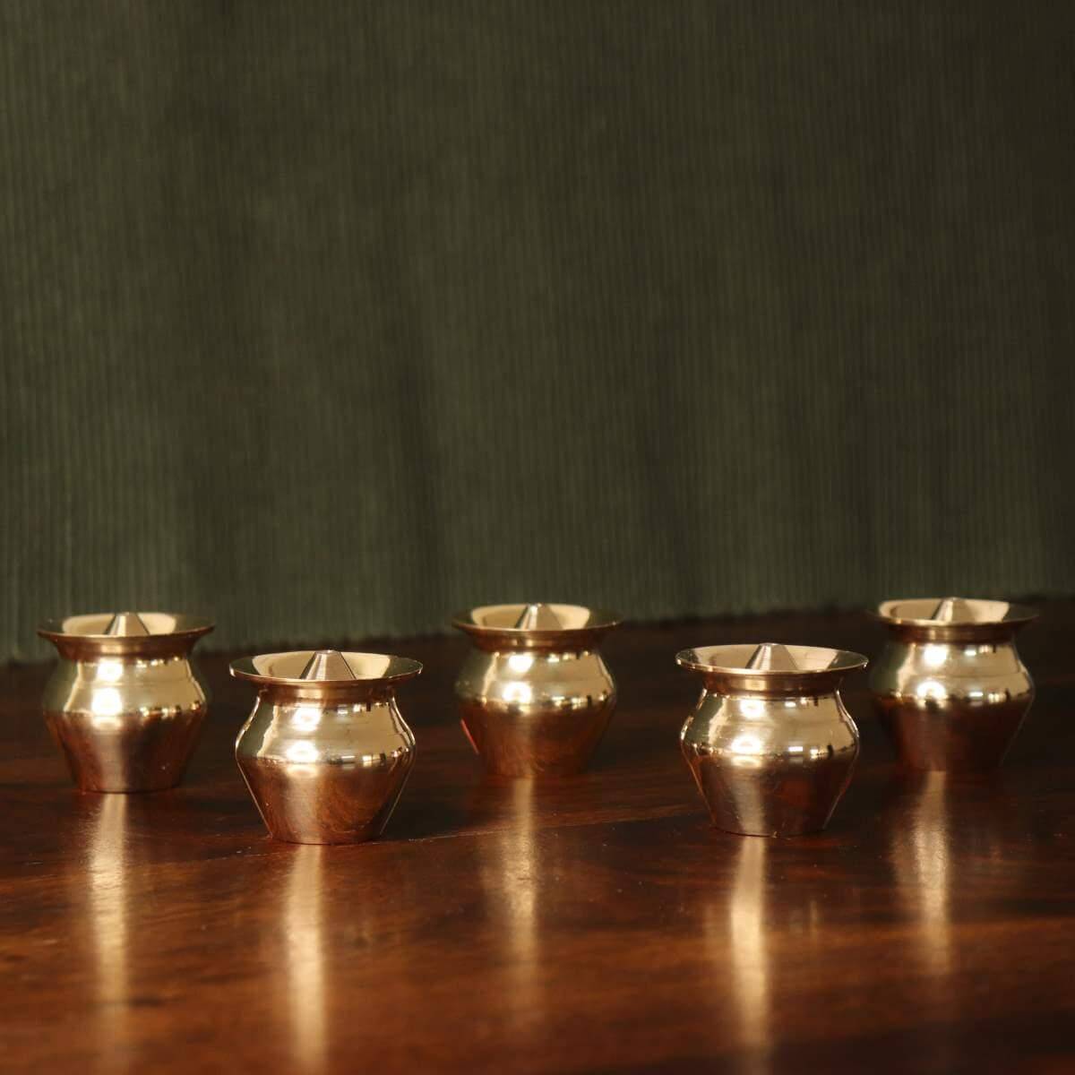 Brass Kalash Incense Stick Holder Set of 5-3-Zishta Traditional Navratri Diwali Gifts