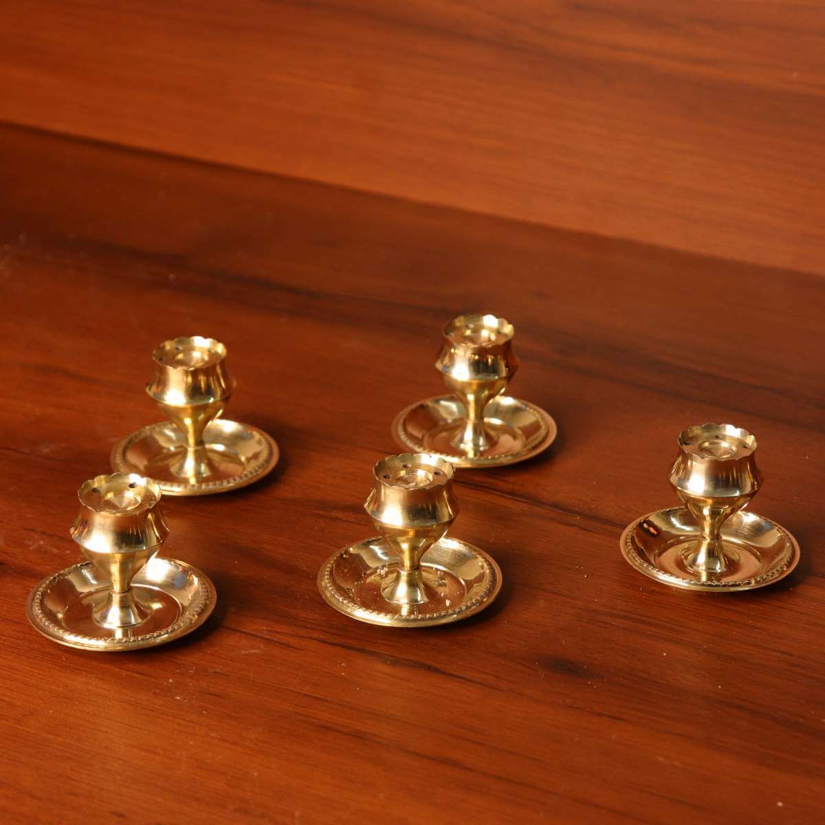 Brass Lotus Incense Stick Holder-Set of 5-1-Zishta Traditional-Navratri Diwali Gifts