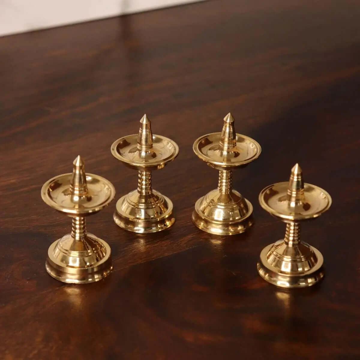 Brass Mini Decor Kerala Deepam Set of 4-1-Zshta Traditional Navratri Diwali Gifts