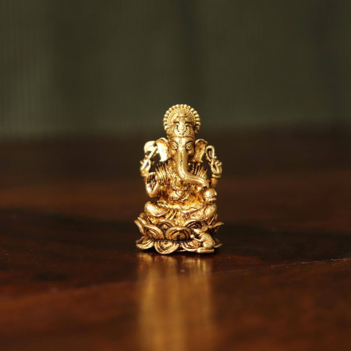 Brass Mini Ganesha Idol Polished-Zishta Traditional Decor Navratri Diwali Gifts