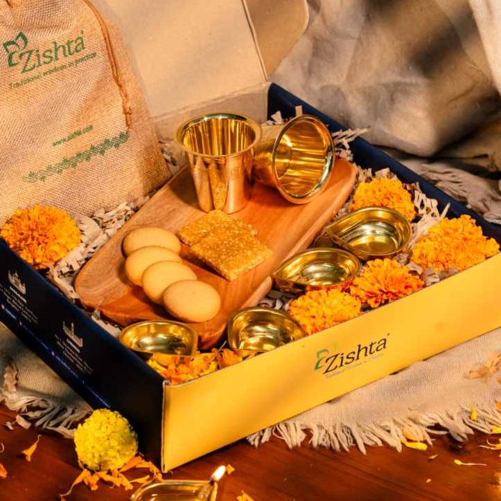 Brass Neem Festive Platter-Gift Set-2-Zishta Gifting