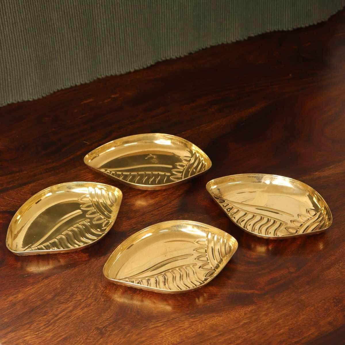 Brass Shanku Plate Set of 4-1-Zishta Traditional Navratri Diwali Gifts