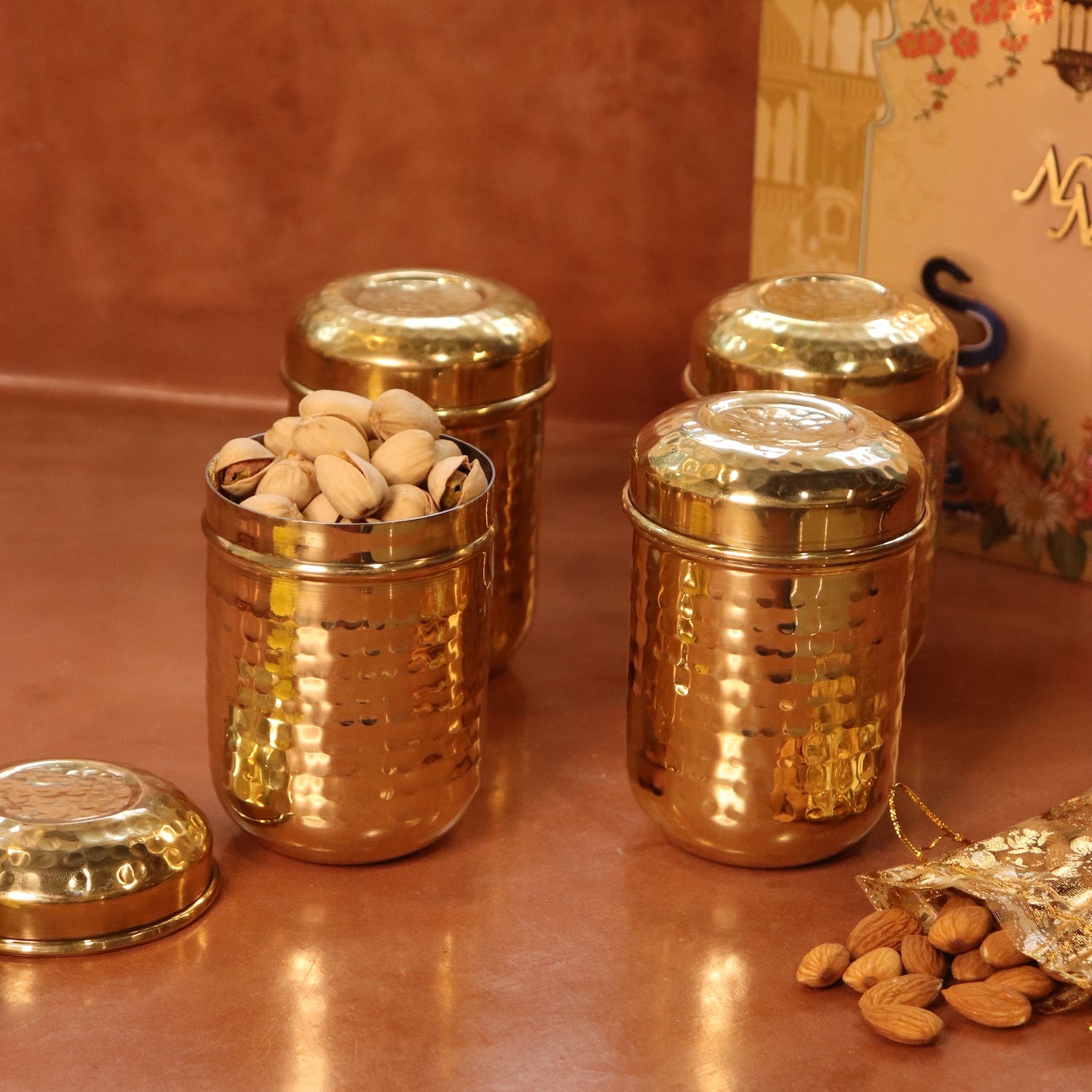 Brass Storage Canister Hammered - Medium (Set of 2)