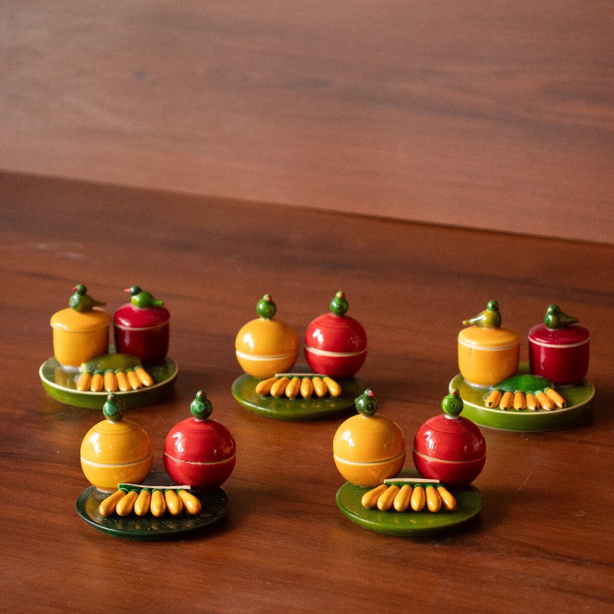 Etikoppaka Haldi Kumkum Barani-Set of 5-Zishta Traditional Navratri Diwali Gifts