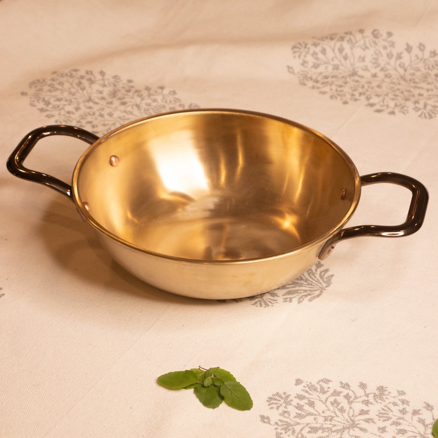 Kansa Tulsi Kadai-3-zishta Traditional Bronze-Kansa Cookware