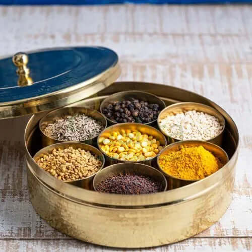 Traditional Brass Spice Box-Masala Dabba-Anjarai petti-2-Zishta Kitchen Accessories