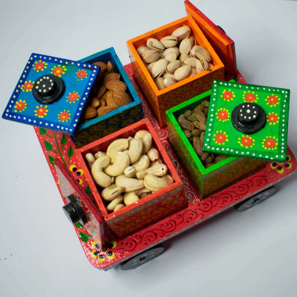 Wooden Push Cart Dry Fruit Box-4-Zishta Home Decor